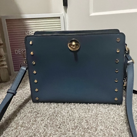 Michael Kors Rivington Studded Medium Messenger Bag Blue - Picture 1 of 12